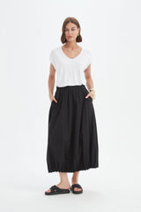 Pin Tuck Hem Skirt - Black