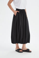 Pin Tuck Hem Skirt - Black