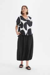 V Neck Bishop Sleeve Poplin Top