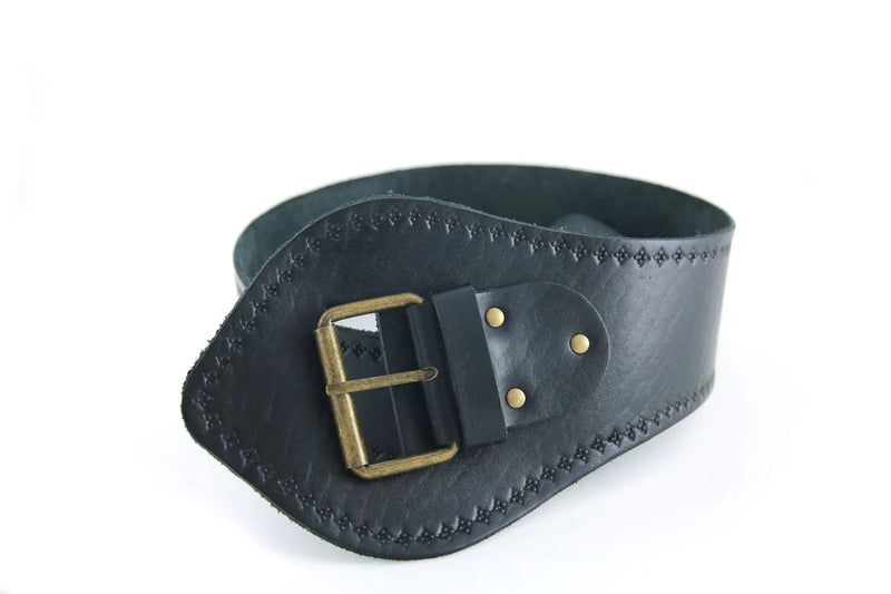 Babushka Leather Belt - Black