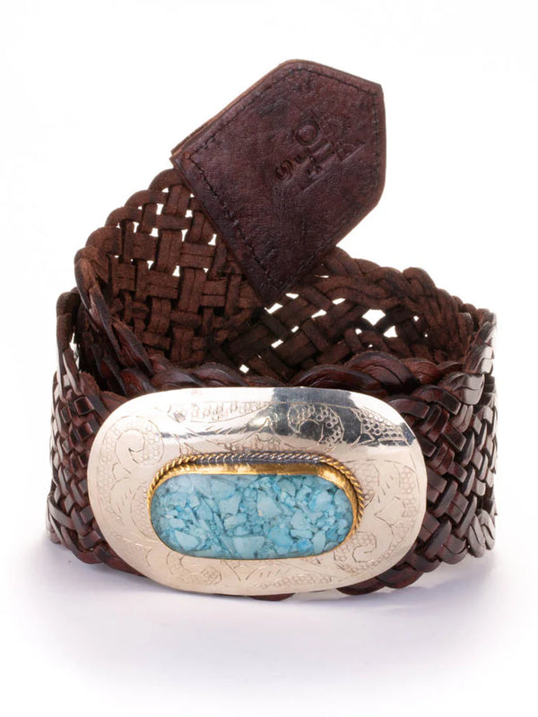 Marrakesh Wide Leather Belt - Coloured Buckle