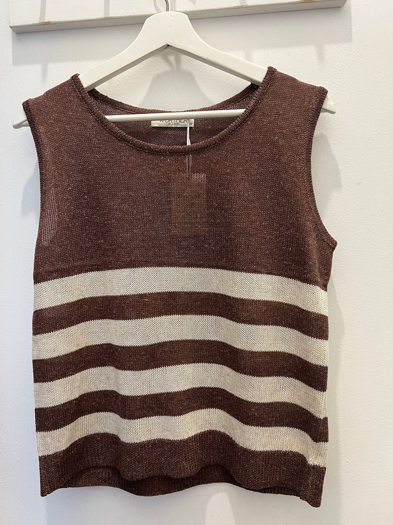 Sailor Striped Tank - Chocolate/Beige