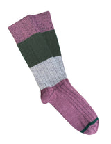 Chunky Rib Mauve Stripe Merino Wool Socks