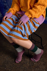 Chunky Rib Mauve Stripe Merino Wool Socks