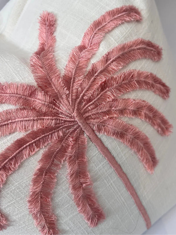 Palma Cushion Cover - Pink on Ivory