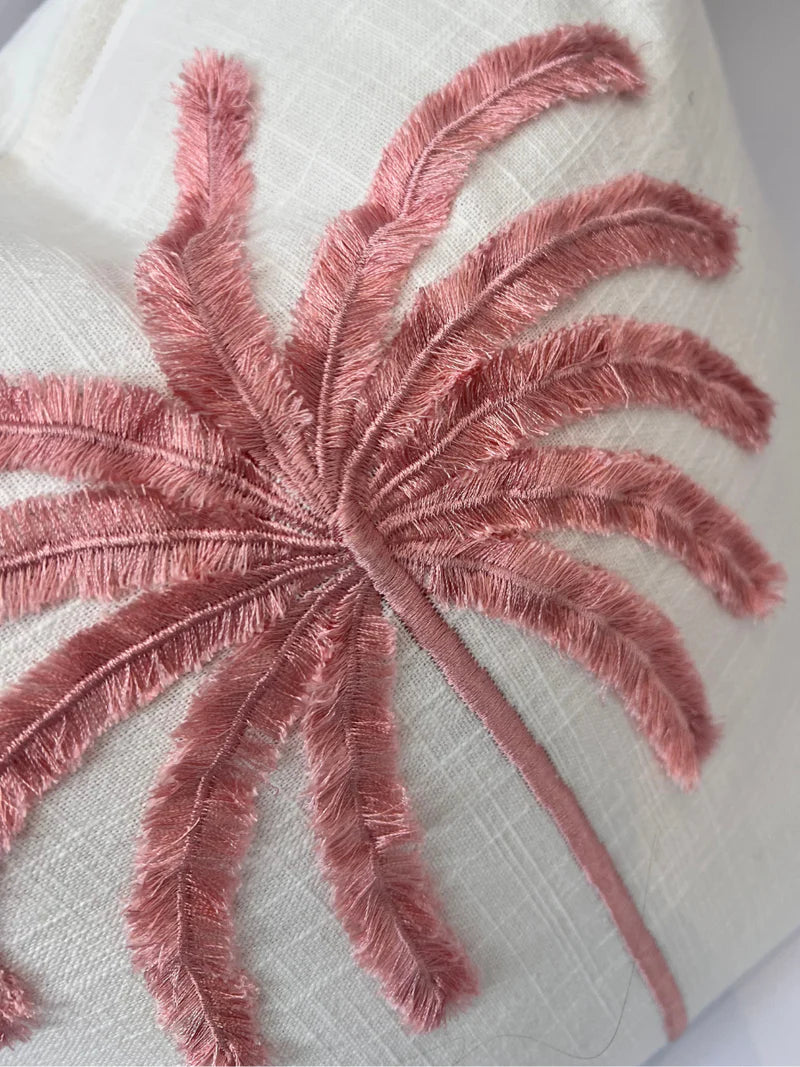 Palma Cushion Cover - Pink on Ivory