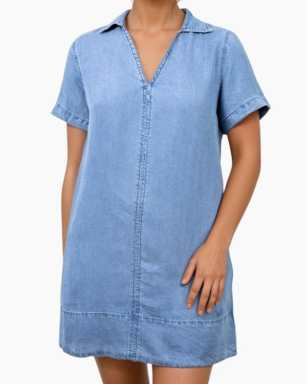 Country Denim Button Free Chambray Dress
