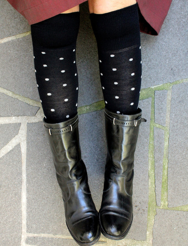 Merino Wool Socks - Dotty Black