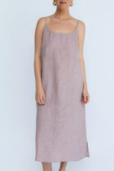 Fundamental Midi Linen Slip Dress - Lilac