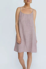 Fundamental Linen Slip Dress - Lilac