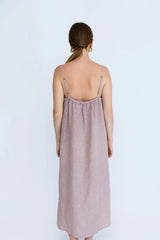Fundamental Midi Linen Slip Dress - Lilac