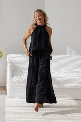 Ava Linen Top - Midnight