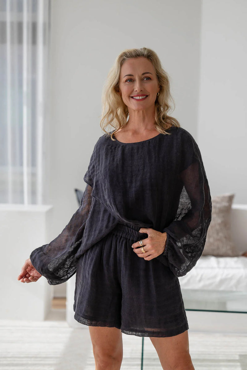 Tallows Linen Shorts - Midnight