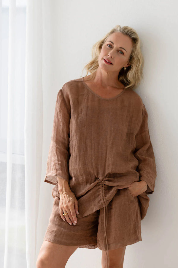 Tallows Linen Shorts - Clay