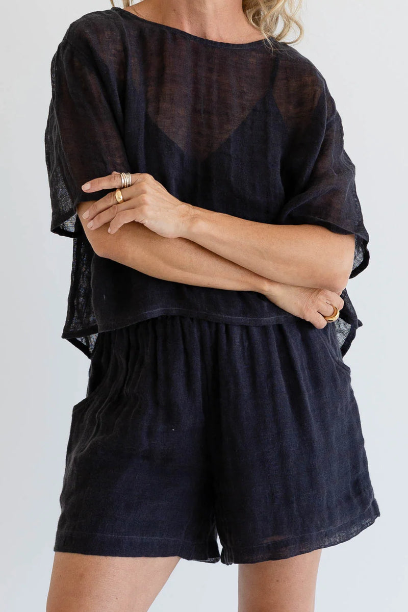 Tallows Linen Shorts - Midnight