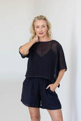 Tallows Linen Shorts - Midnight