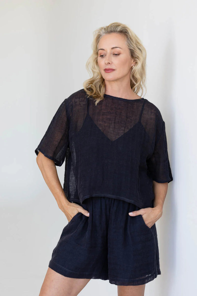 Tallows Linen Shorts - Midnight