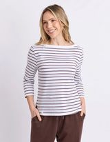 Eliza Boat Neck Tee - Stripe