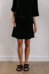 Empire Club Skirt - Black with White Piping