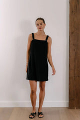 Empire Plaza Shift - Black with White Piping