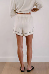 Statement Shorts - White with Black Piping