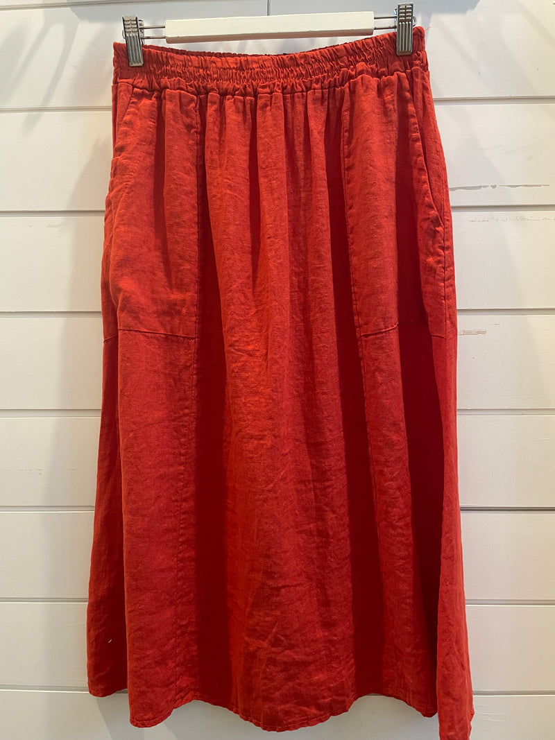 Frederic A-Line Skirt with Pockets - Coral - OS