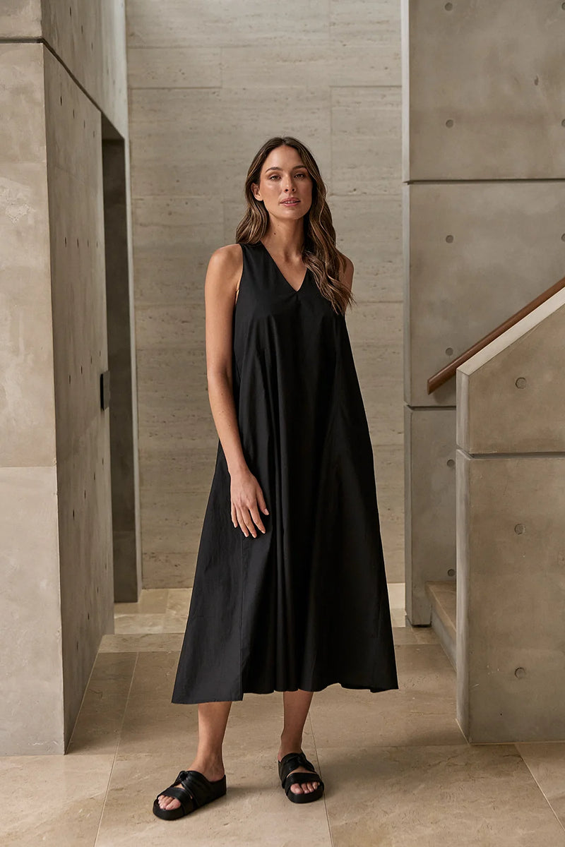 Black Linen Dress - Naturals