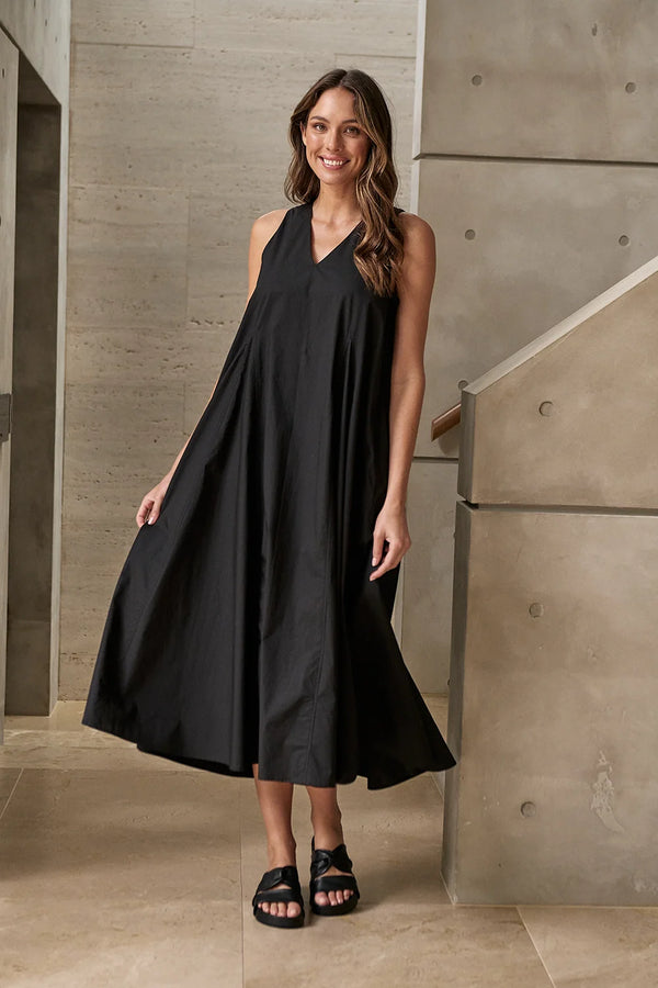 Black Linen Dress - Naturals