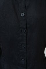 Linen Dress Sleeveless- Black
