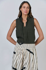 Tie Linen Top - Licorice
