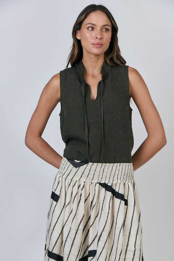 Tie Linen Top - Licorice