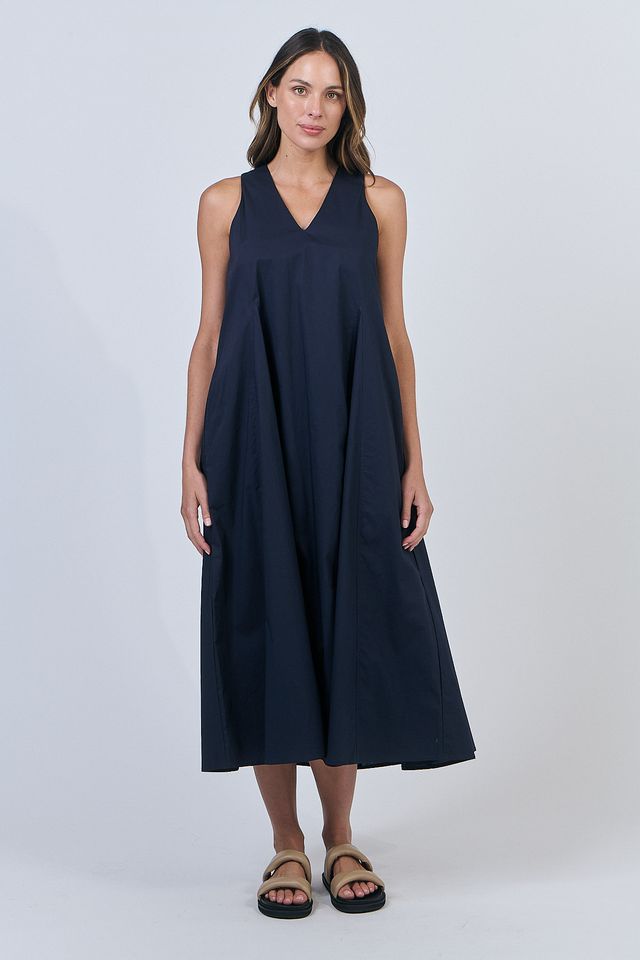 Ink Linen Dress - Naturals
