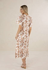 Boho Rose Midi Dress - Bohem Print