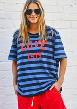 Love 1976 Stripe Retro Tee - Navy