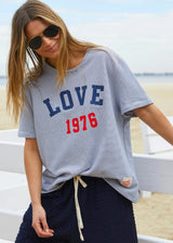 Love 1976 Tee - Navy/White Stripe