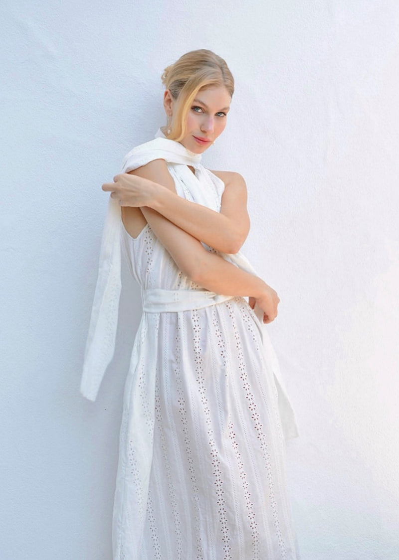 Gabby Dress Midi - Broidery Anglaise - White - OS