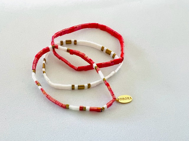 Lenita Stack Bracelet - Red Mix
