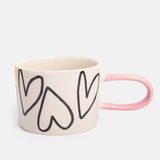 Mono Outline Big Hearts Ceramic Mug - Caroline Gardner