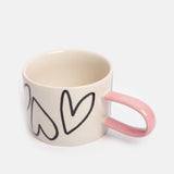 Mono Outline Big Hearts Ceramic Mug - Caroline Gardner
