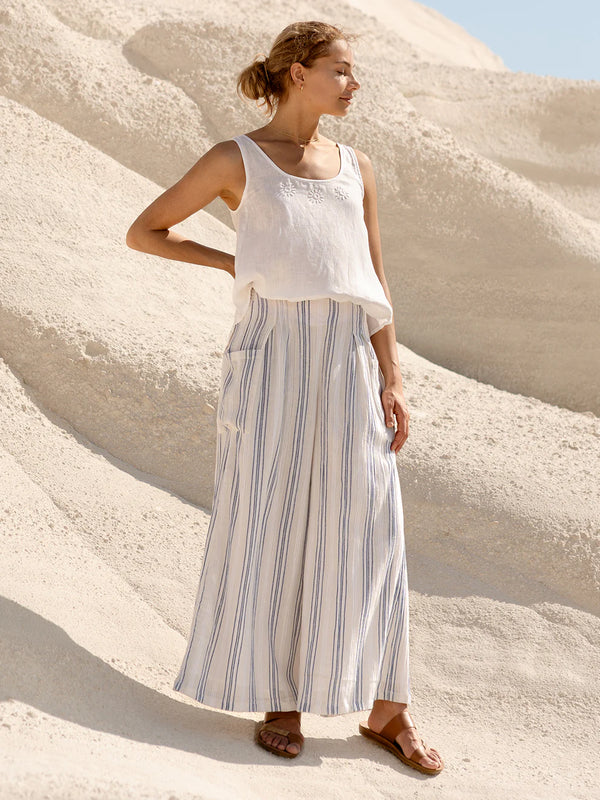 Milos Cotton Pants - Azure Stripe