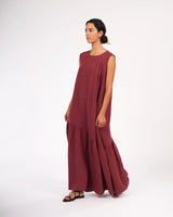 Montaigne Valerie Linen Maxi Dress - Wine