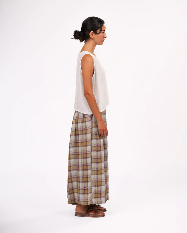 Montaigne French Linen Culottes in Pistachio Check