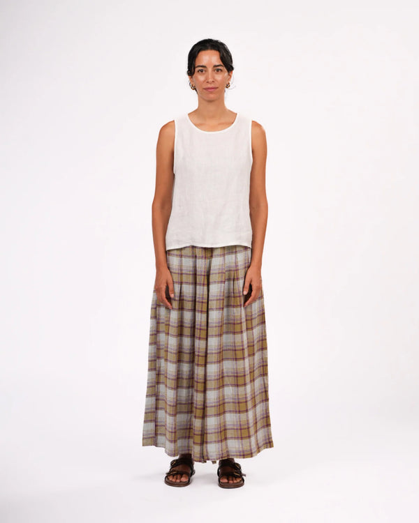 Montaigne French Linen Culottes in Pistachio Check