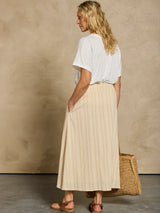 Chania Cotton Skirt - Sand Stripe