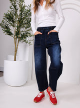 Leo Barrel Jeans - Dark Blue
