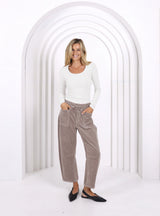 Leo Barrel Corduroy Jeans - Latte