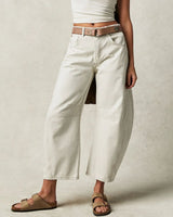 Mid Rise Barrel Denim Jeans - White