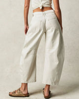 Mid Rise Barrel Denim Jeans - White