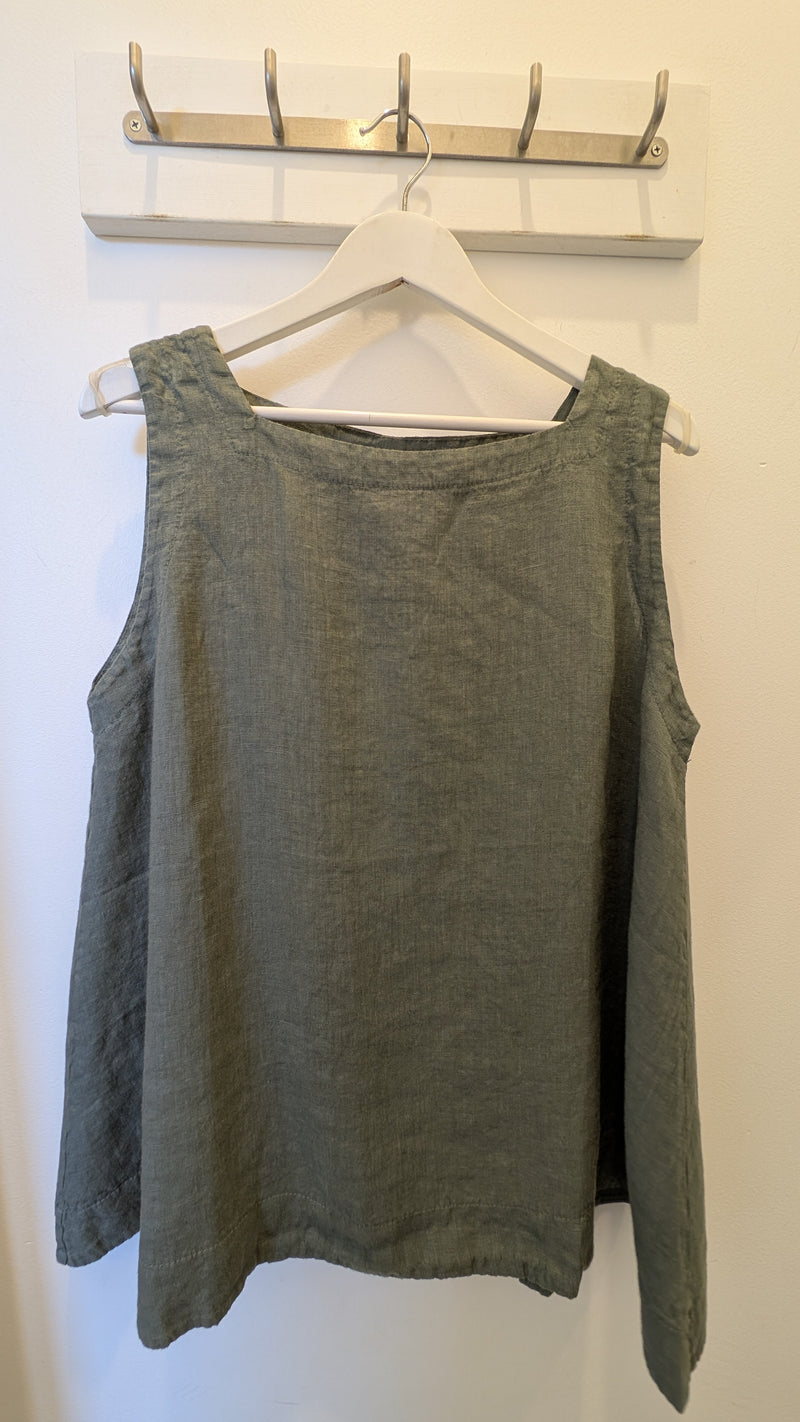 Montaigne Zoe Sleeveless Linen Top - Khaki