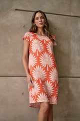 Linen Dress - Sunset Palm